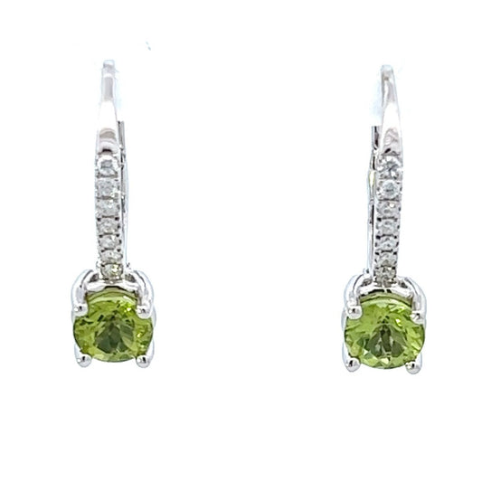 14K White Gold Peridot And Diamond Drop Earrings (1.20ctw) 