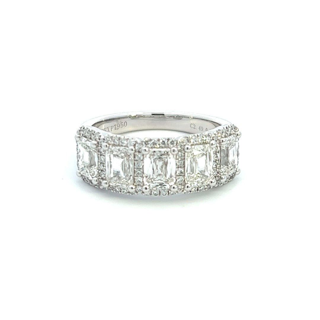 14K White Gold Emerald Cut Halo Diamond Fashion Ring (2.75ctw)