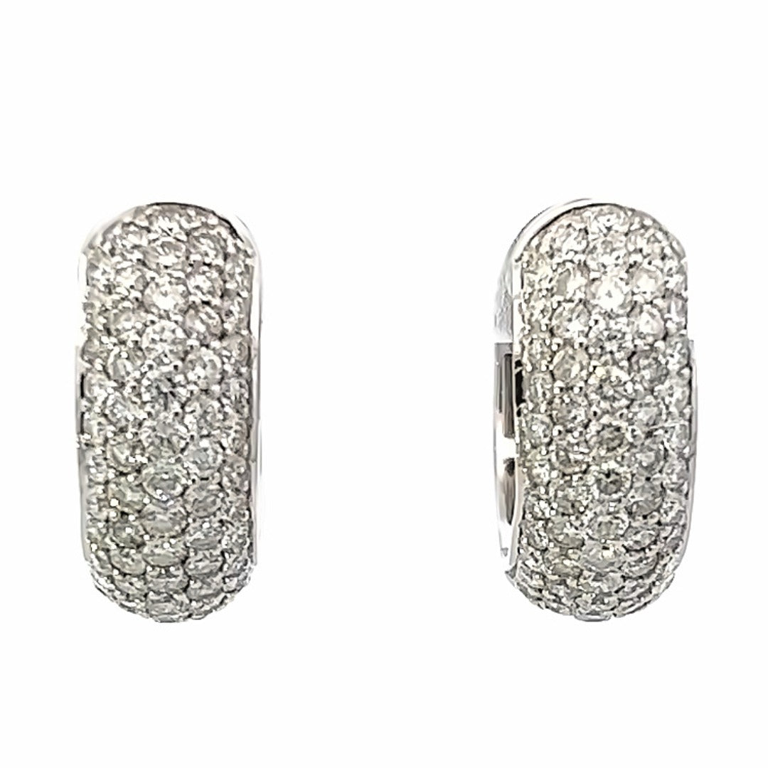 14K White Gold Five Row Micro-pave Diamond Hoop Earrings (2ctw) 