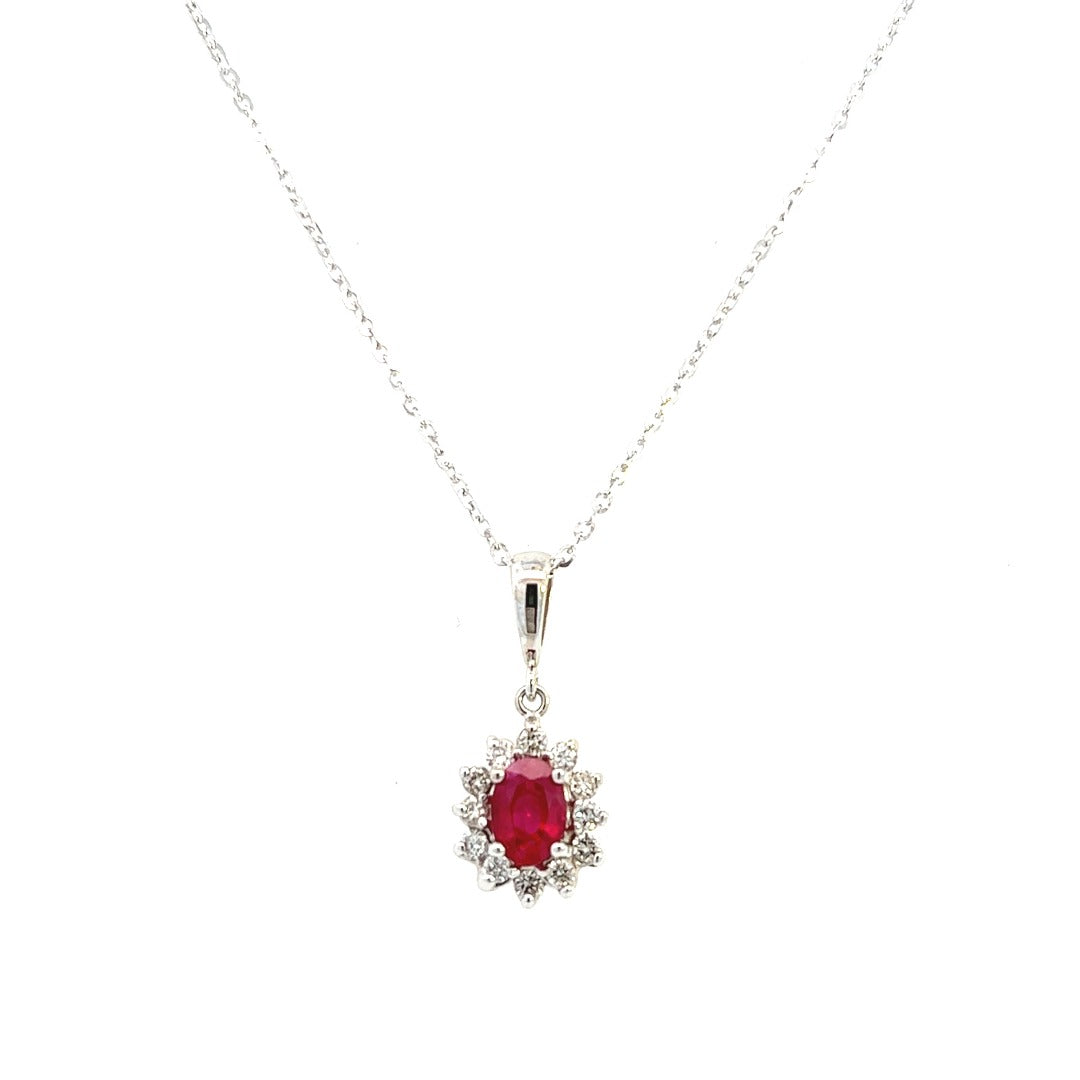 14K White Gold Ruby And Diamond Necklace (1.34ctw) 