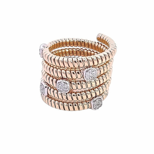 18K Yellow Gold Coiled Diamond Fashion Ring (.22ctw) 