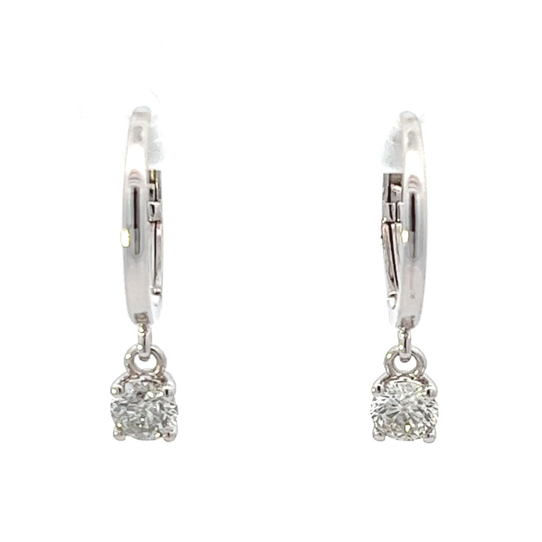 14K White Gold Diamond Solitare Drop Earrings (.75ctw) 