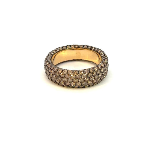 18K Yellow Gold Congac Pave Diamond Ring (3.43ctw) 