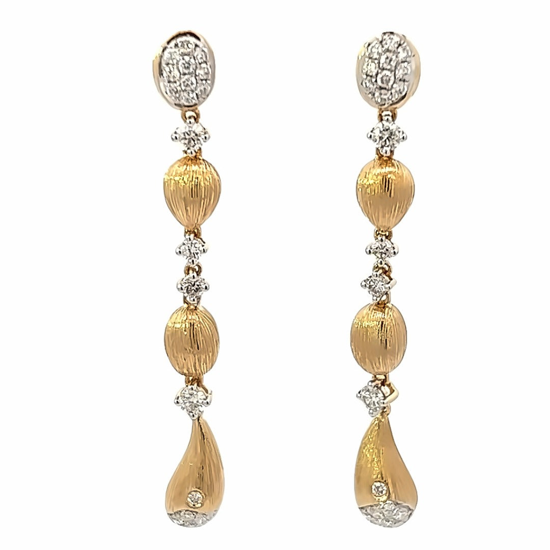 18K Yellow Gold Diamond Drop Fashion Earrings (.69ctw) 