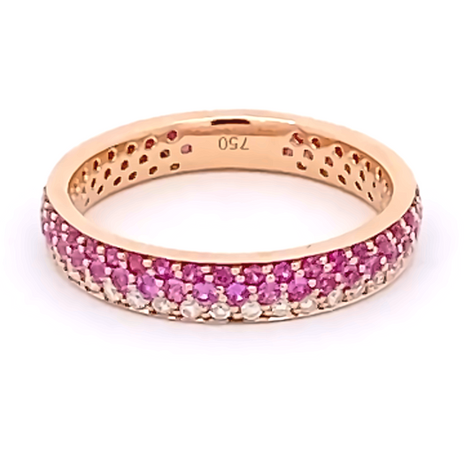 18K Rose Gold Pink Sapphire And Diamond Ombre Ring (1.01ctw) 