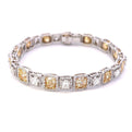 Platinum Cushion Cut Fancy Yellow And Princess Cut White Diamond Halo Bracelet (17.10ctw) 