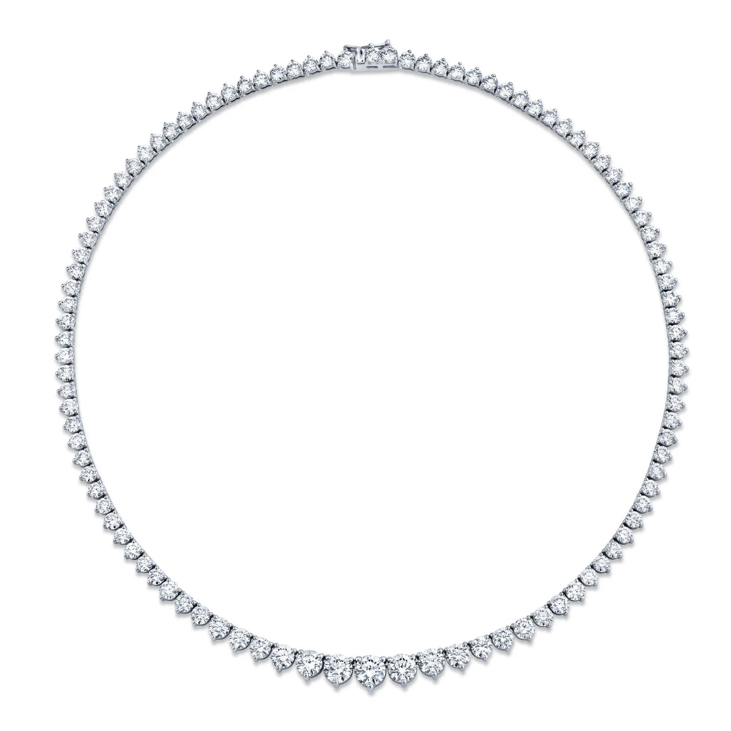 14K White Gold Graduated Diamond Riviera (15.03ctw)