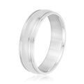 14K White Gold Men's 6mm Domed Wedding Ring With Beveled Edge