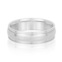 14K White Gold Men's 6mm Domed Wedding Ring With Beveled Edge