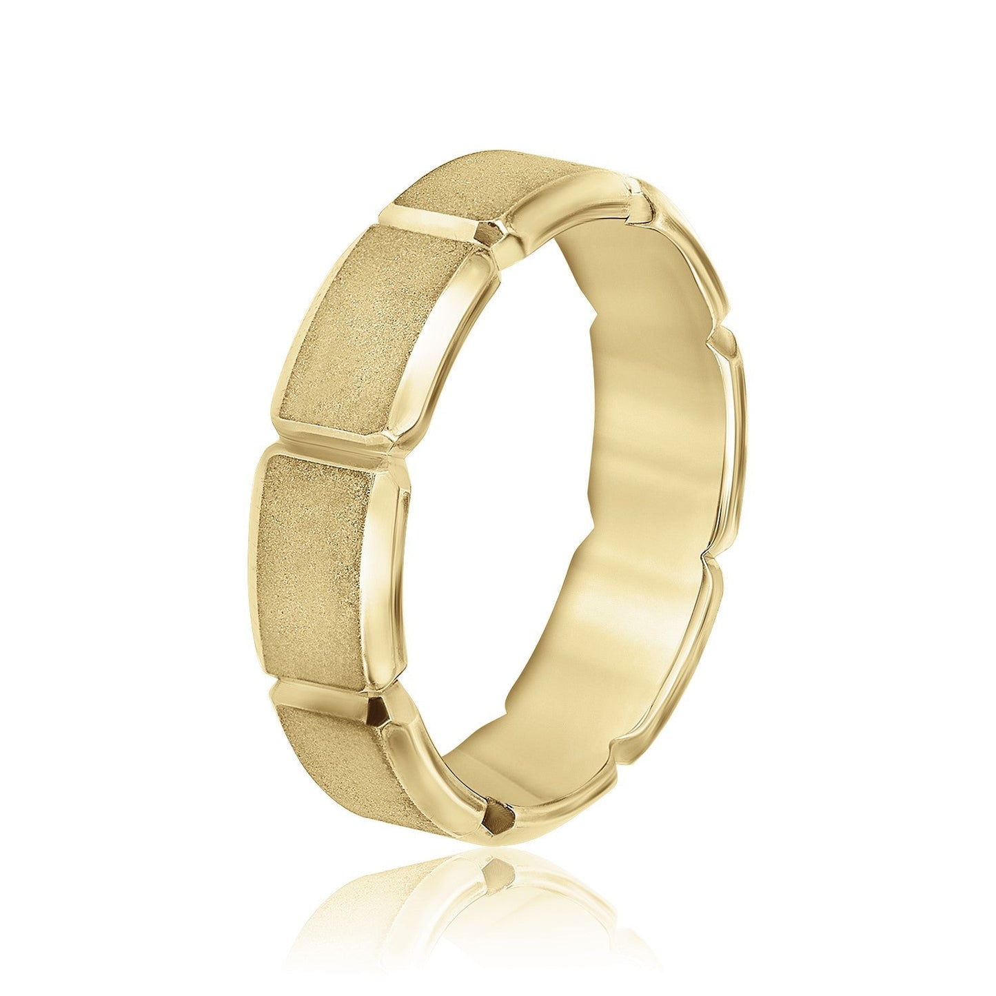 14K Yellow Gold Men's 6MM Wedding Ring With Brushed Finish 