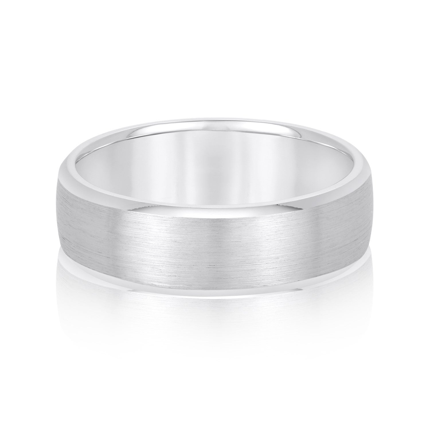 14K White Gold Men's 6MM Wedding Ring With Satin Finish