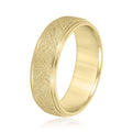 14K Yellow Gold Men's 6MM Beveled Wedding Ring With Sandblasted Finish