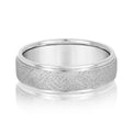 14K White Gold Men's 6MM Beveled Wedding Ring With Sandblasted Finish