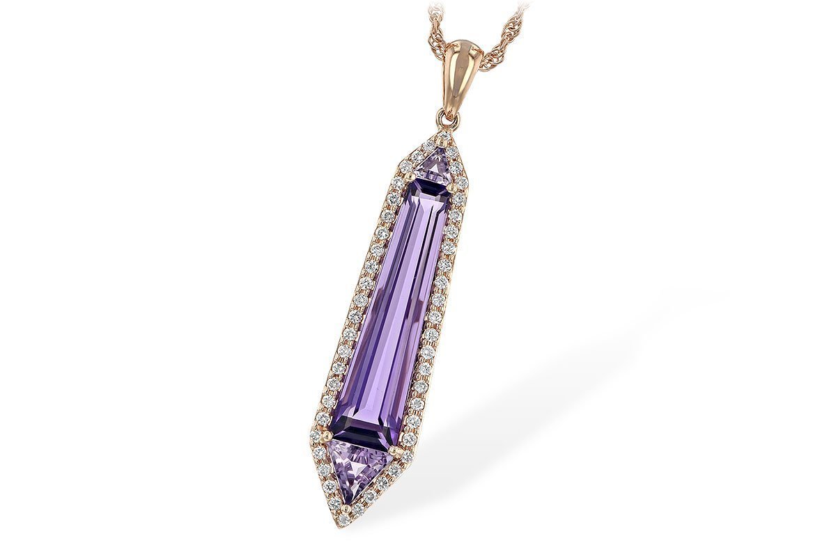 14K Rose Gold Amethyst And Diamond Halo Pendant (2.85ctw)