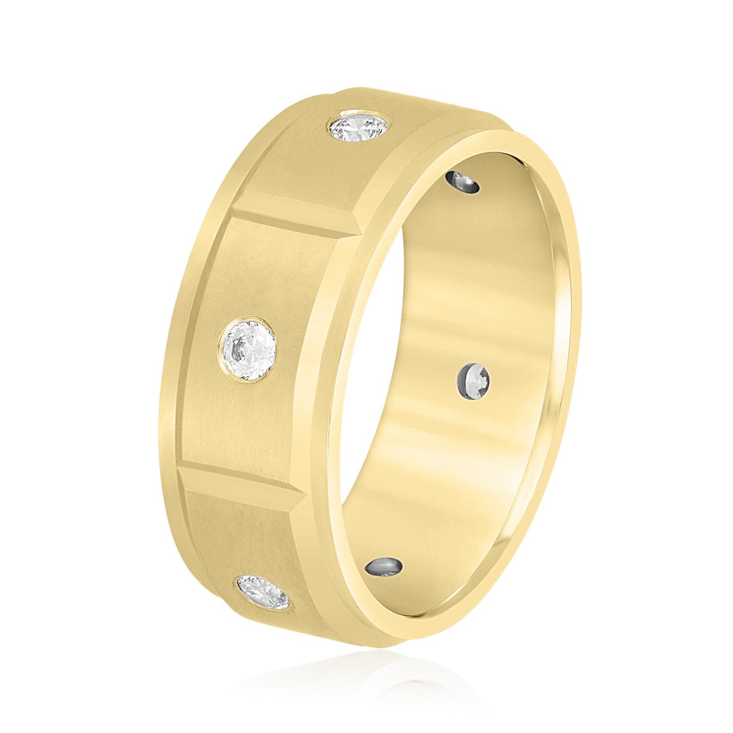 14K Yellow Gold Men's 8MM Diamond Eternity Wedding Ring (.37ctw)