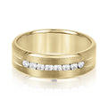 14K Yellow Gold Men's 6MM Channel Set Diamond Wedding Ring With Brushed Finish (.33ctw)