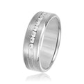 14K White Gold Men's 6MM Channel Set Diamond Wedding Ring With Brushed Finish (.33ctw)