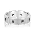 14K White Gold Men's 6MM Wedding Ring With Princess Cut Black Diamonds (.50ctw)