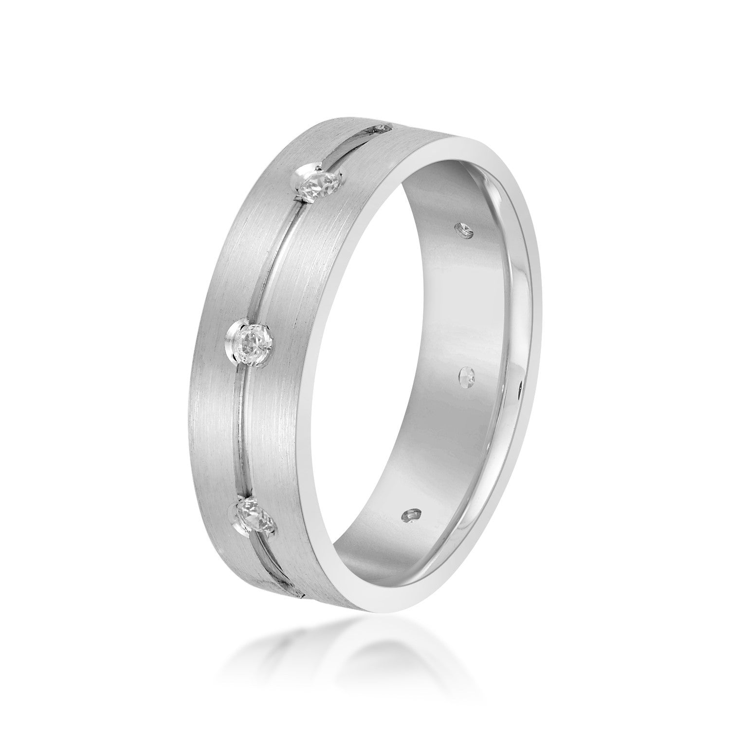 14K White Gold Men's 6MM Diamond Eternity Wedding Ring (.25ctw)