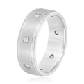 14K White Gold Men's 7MM Princess Cut Diamond Eternity Wedding Ring With Fluted Beveled Edge (.50ctw)