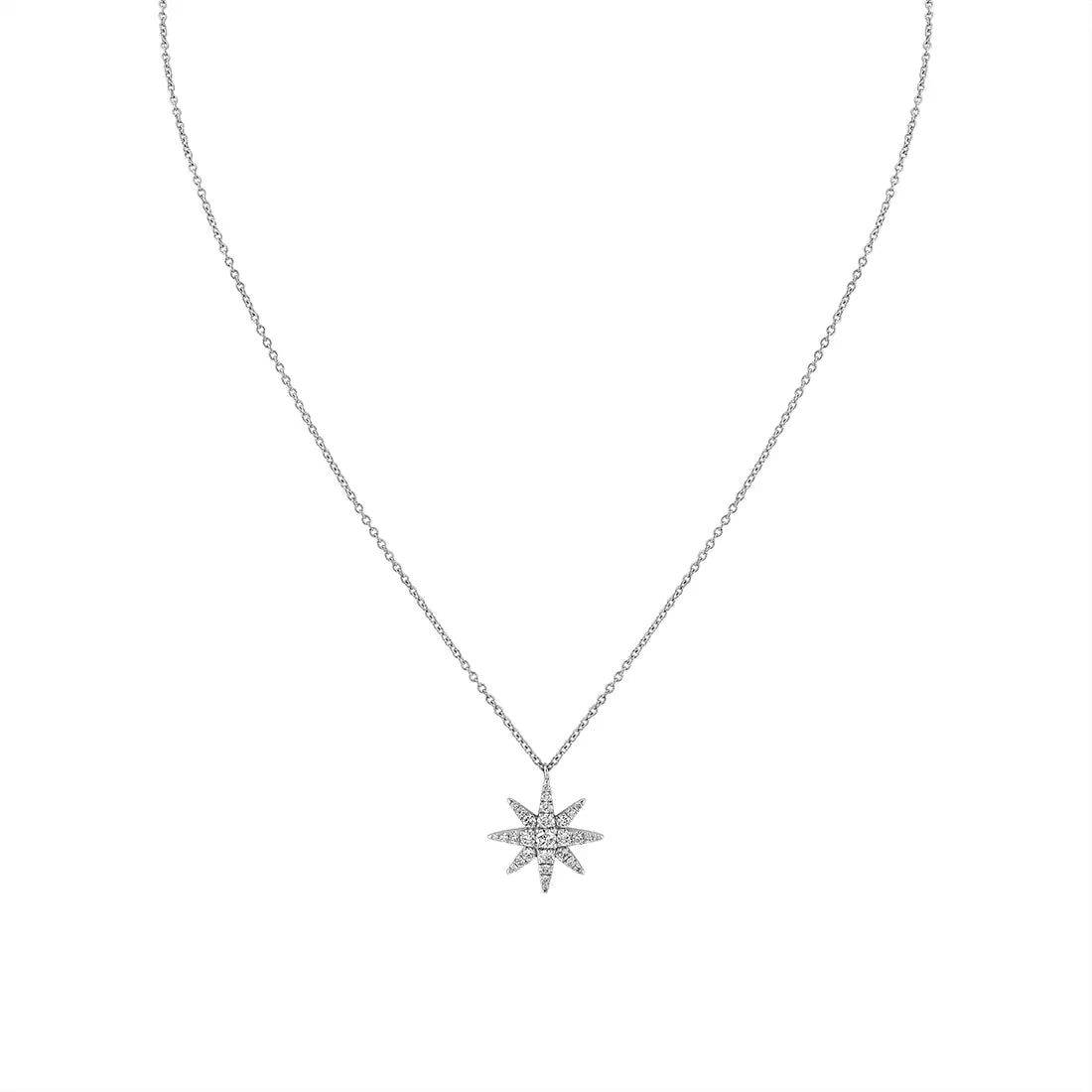 14K White Gold Solaz Sun Diamond Necklace