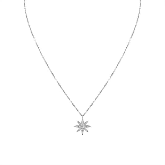 14K White Gold Solaz Sun Diamond Necklace