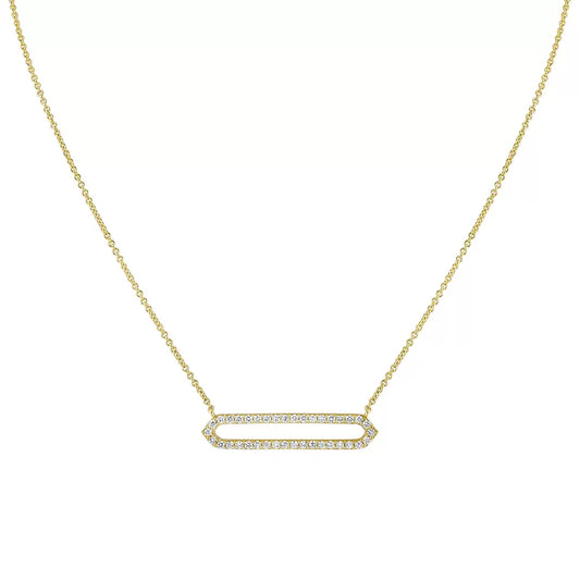 14K Shell Héritage Shell Tip Open Bar Diamond Necklace