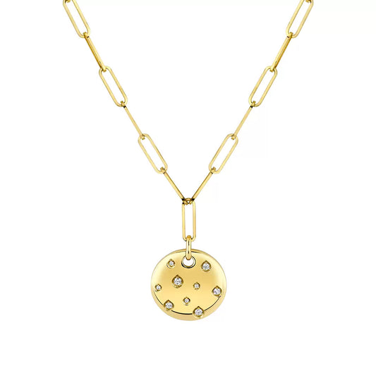 14K Auravie Shell Shapes Diamond Paperclip Necklace