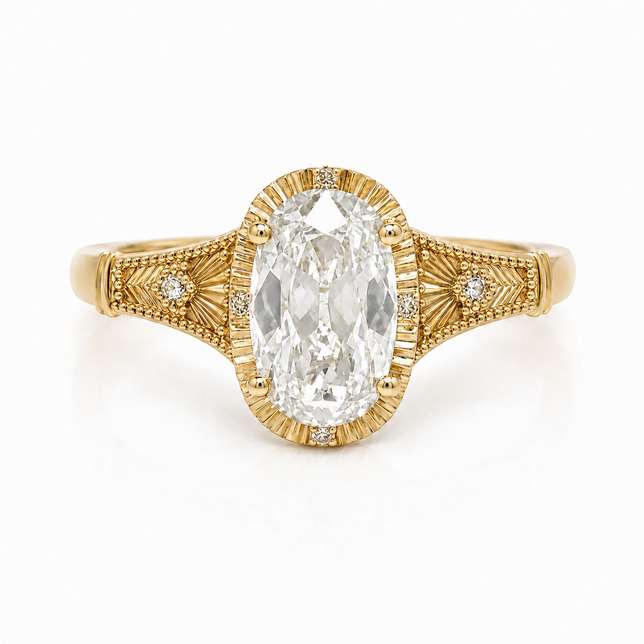 Enlongated Old Mine Cut Lab-Grown Diamond Engagement Ring