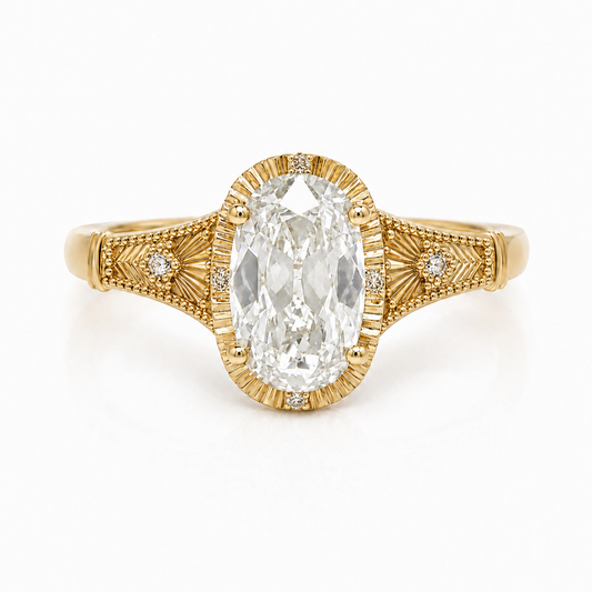 Enlongated Old Mine Cut Lab-Grown Diamond Engagement Ring