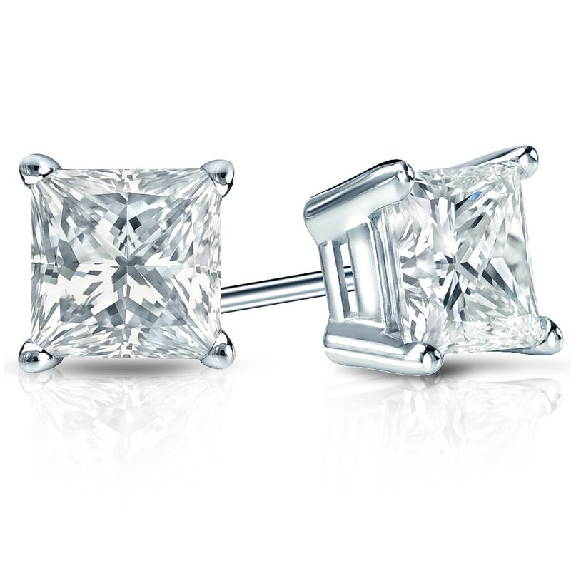 Basket Set Princess Cut Lab-Grown Diamond Stud Earrings