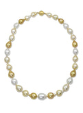 Golden and White South Sea Baroque Pearl Strand With 18K Yellow Gold Clasp (9-12MM)