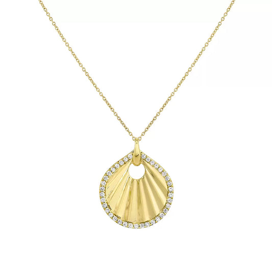 14K Linéaire Sculpted Shell Diamond Pendant