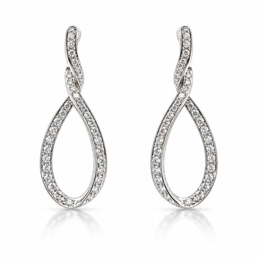 1.61ctw Diamond Twisted Teardrop Earrings