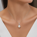 White Gold South Sea Pearl and Diamond Pendant