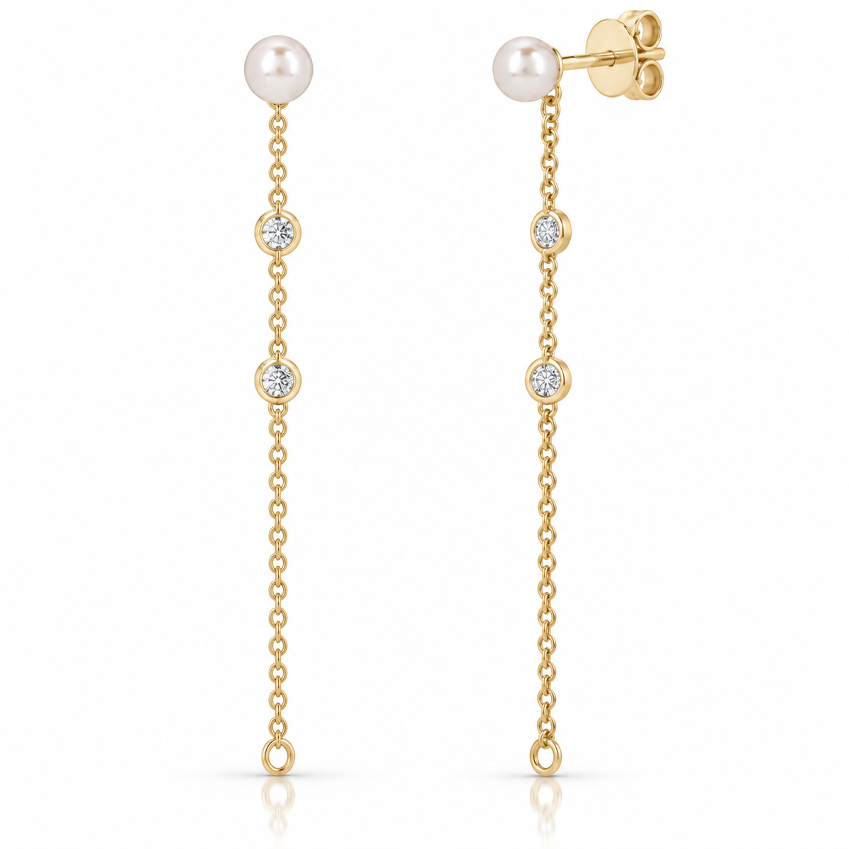 Pearl & Diamond Convertible Chain Drop Earrings