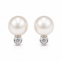 White Gold South Sea Pearl and Diamond Studs