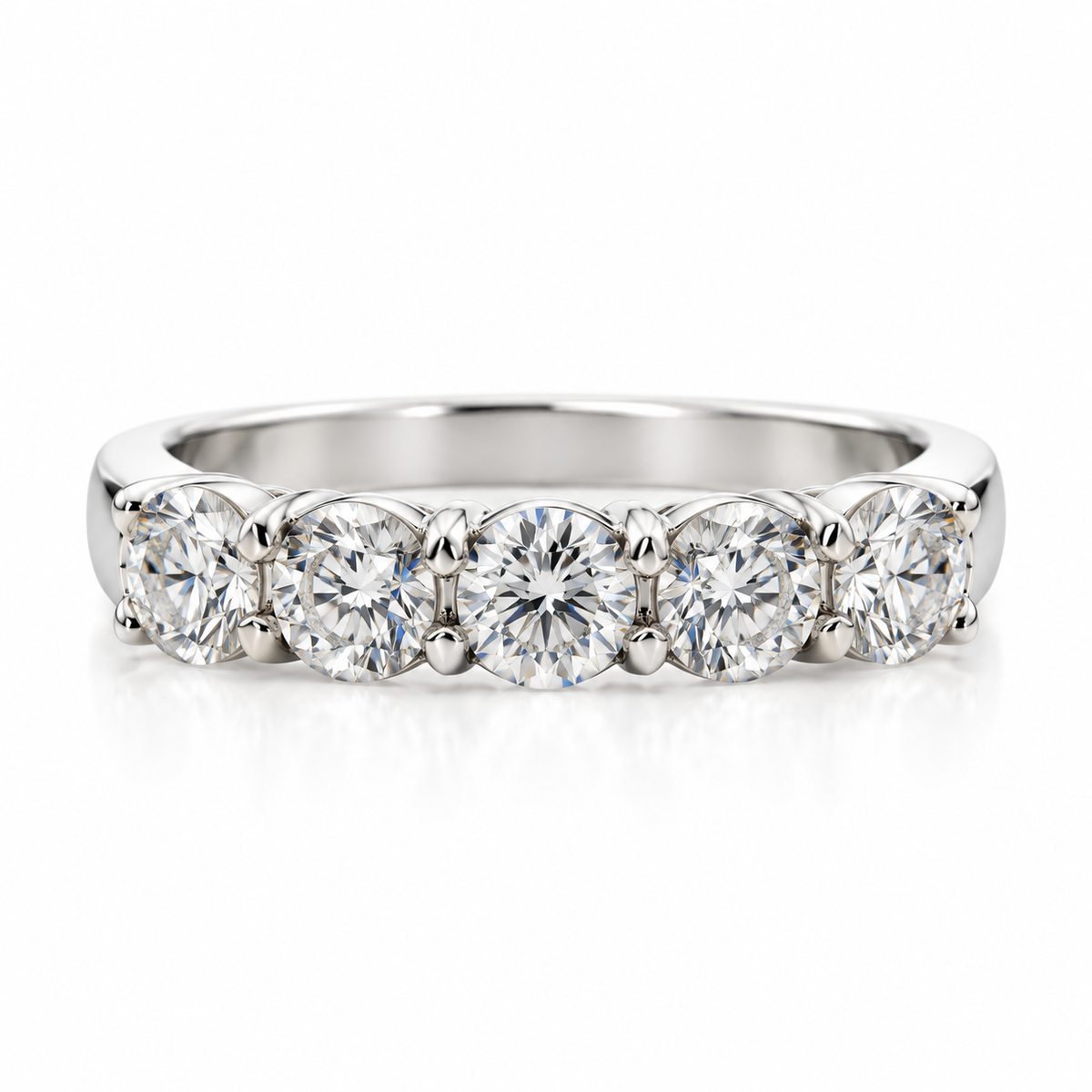 1.50ctw Five-Stone Diamond Wedding Band in Platinum