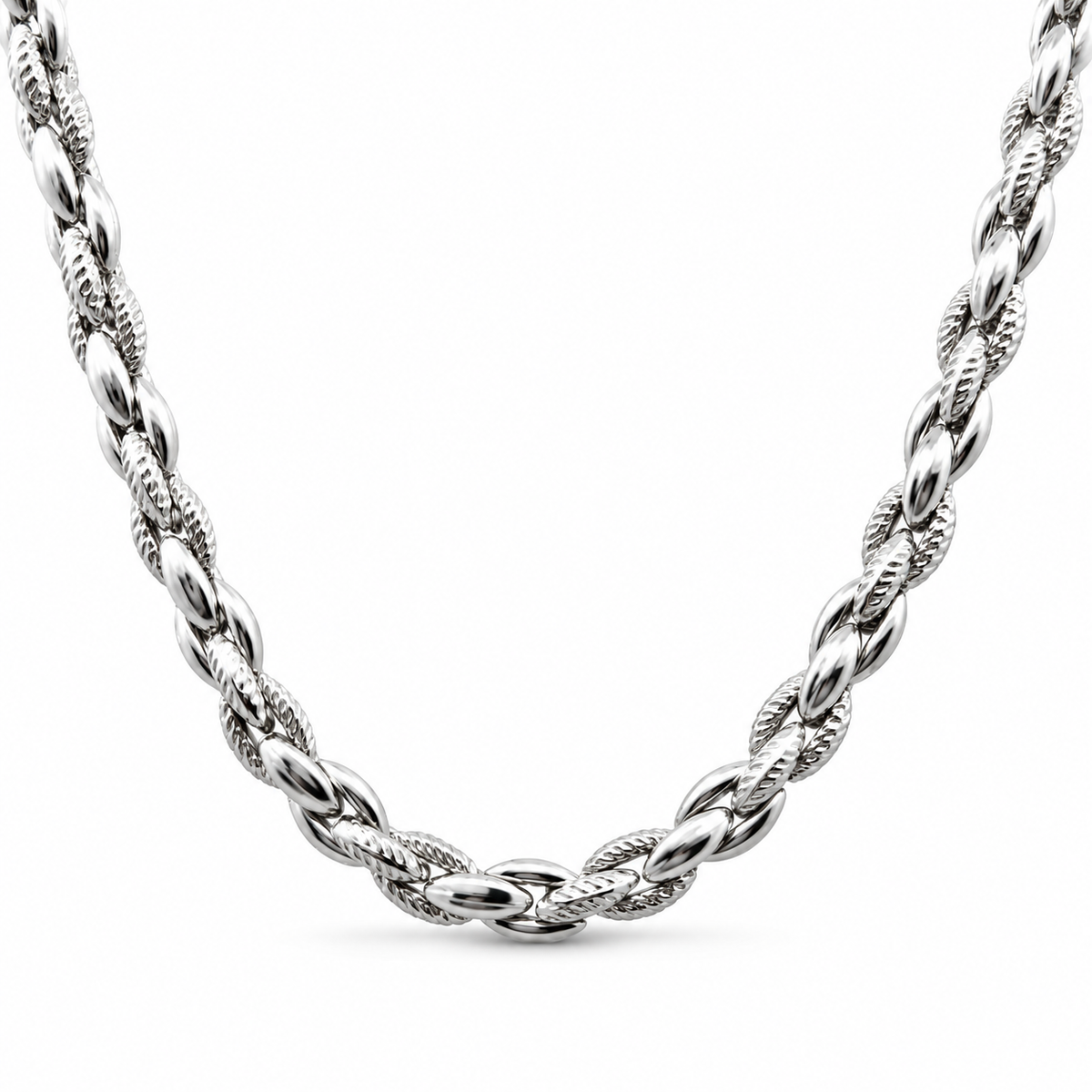 Sterling Silver Chain High Polish and Textured Links