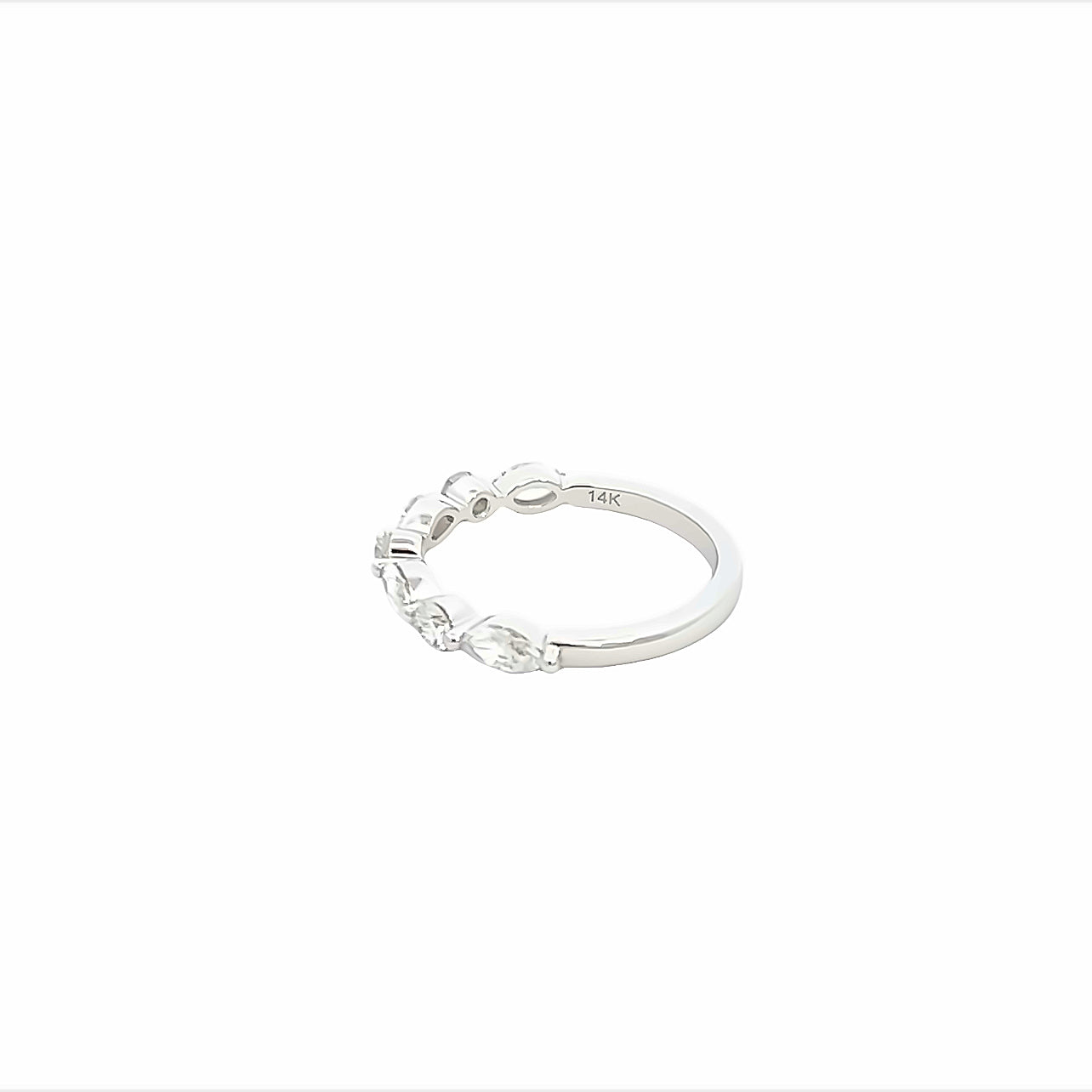 14K White Gold Marquise And Round Diamond Stackable Ring (.81ctw) 