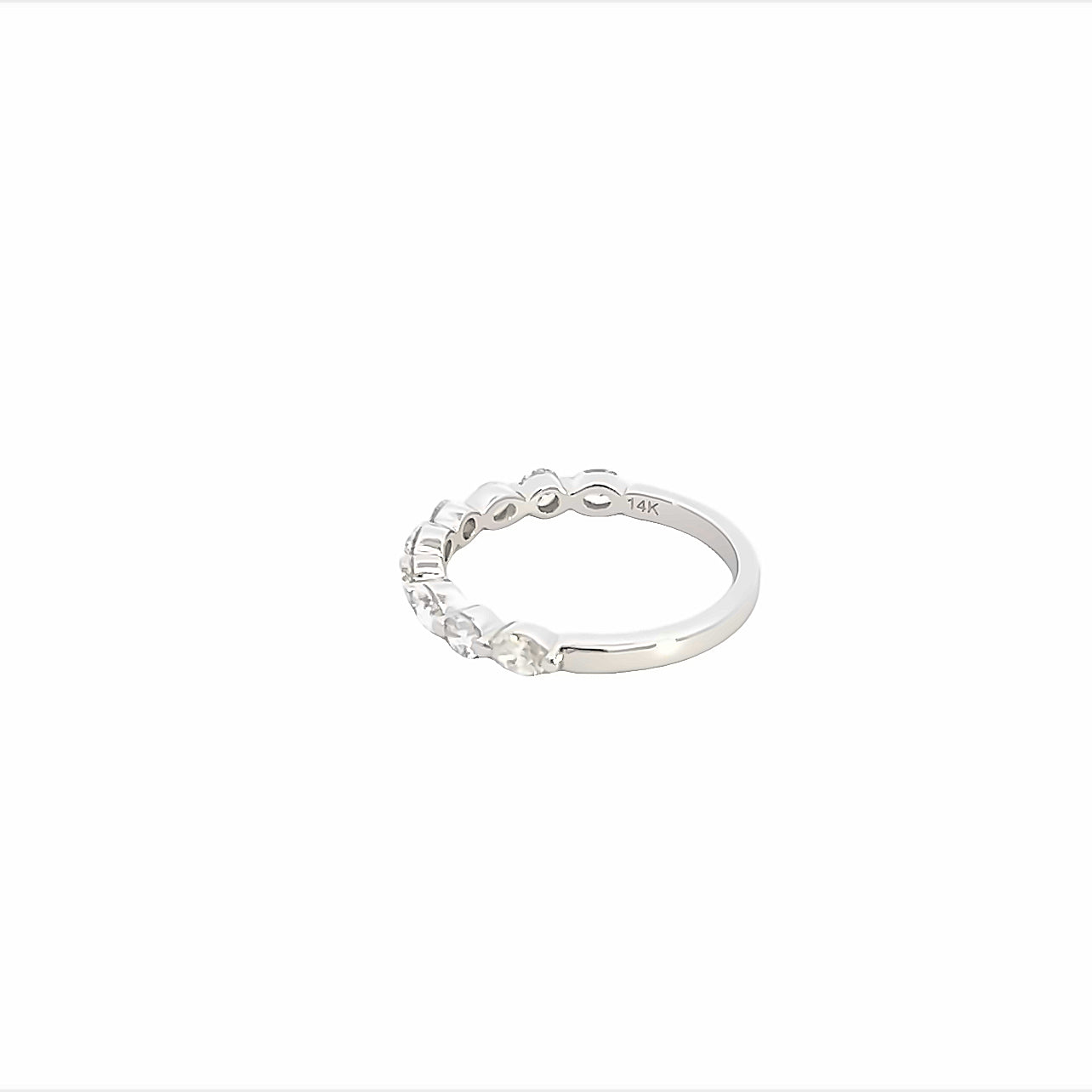 14K White Gold Marquise And Round Diamond Stackable Ring (.76ctw) 