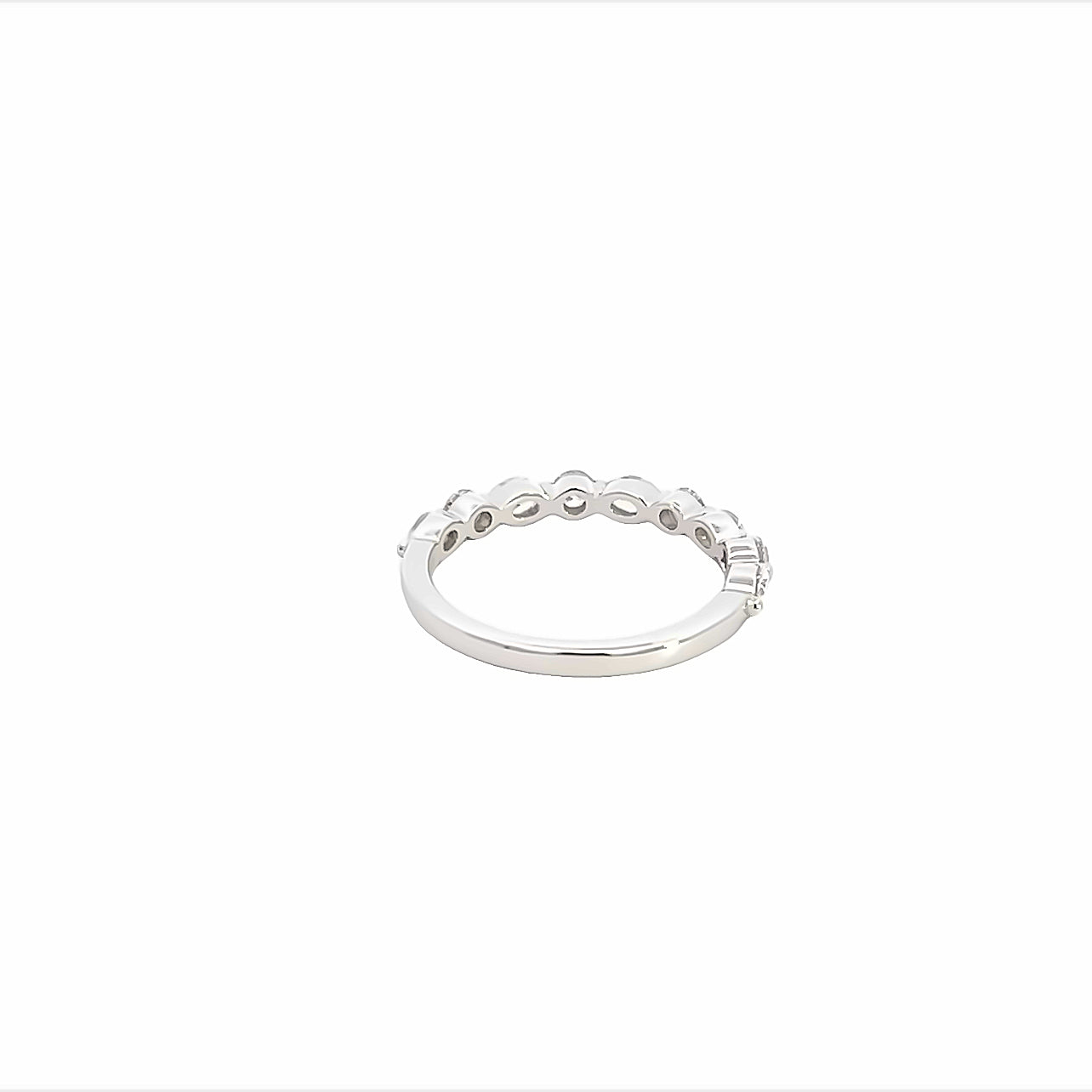 14K White Gold Marquise And Round Diamond Stackable Ring (.76ctw) 