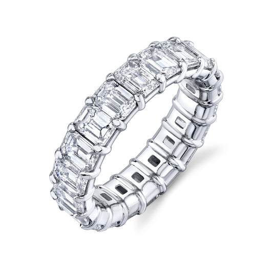 Platinum Emerald Cut Diamond Eternity Ring (6.40ctw) 