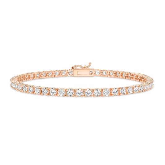 Rose Gold Classic Tennis Bracelet With Lab-Grown Round Brilliant Diamonds 