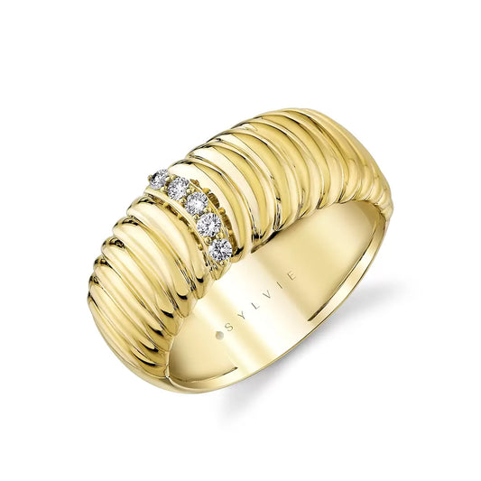 14K Auravie Ribbed Diamond Ring