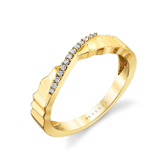 14K Linéaire Sculpted Crossover Diamond Ring