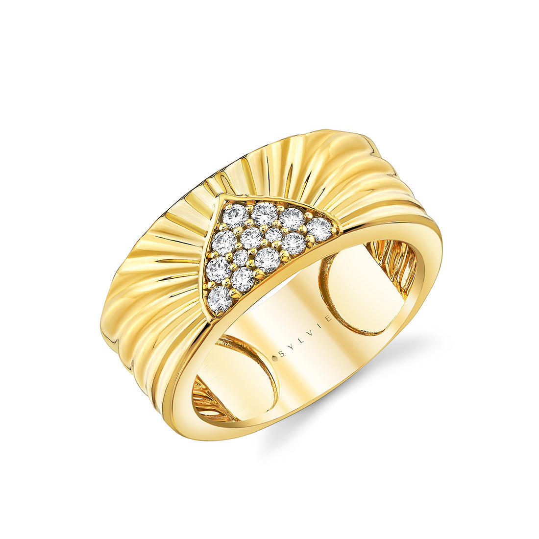 14K Solaz Shell Sunrise Diamond Ring