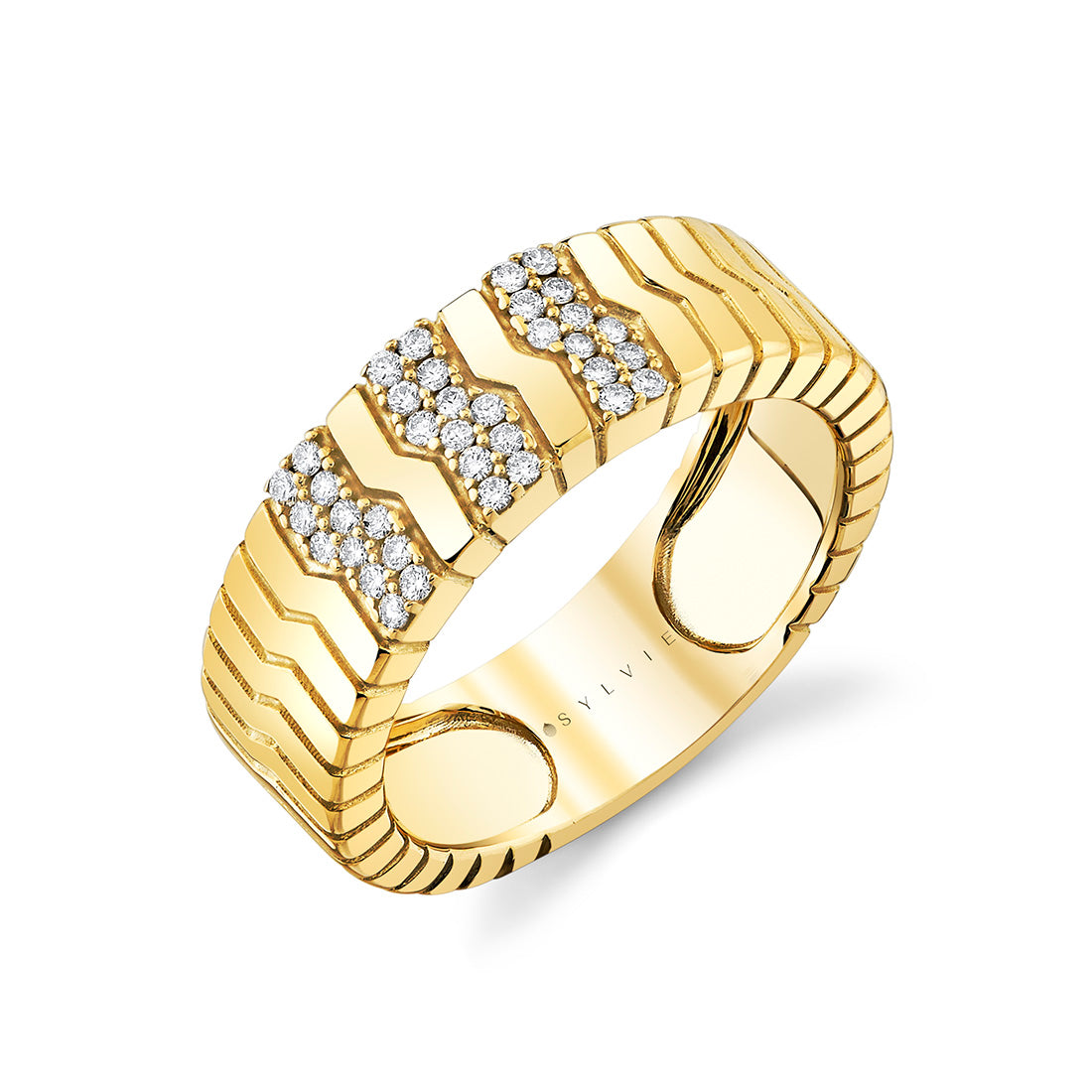 14K Linéaire Fine Line Diamond Ring