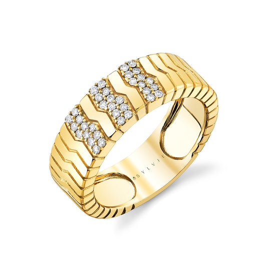 14K Linéaire Fine Line Diamond Ring