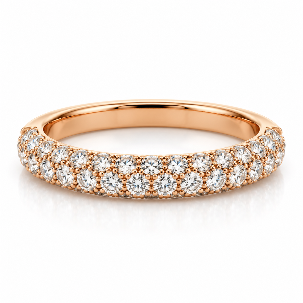 1.02ctw Multi-Row Diamond Half Anniversary Band in 18K Rose Gold